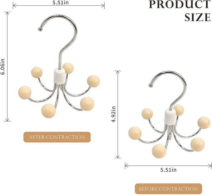 360° Swivel Hoodie Hangers with 6 Cedar Balls, Closet Organiser for Bras, Scarves, Belts, Purses & Accessories Storage-Apricot (4 Pack)