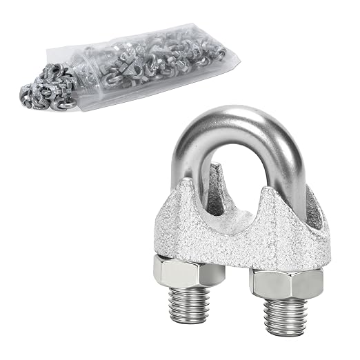 50 Pcs 5/16" M8 Wire Rope Clip Clamps Galvanized for Cable/Tent Rope | Galvanized iron, rust-proof, U-bolt & saddle, deep-thread, easy install, secures wire/rope for rigging/fences/guardrails