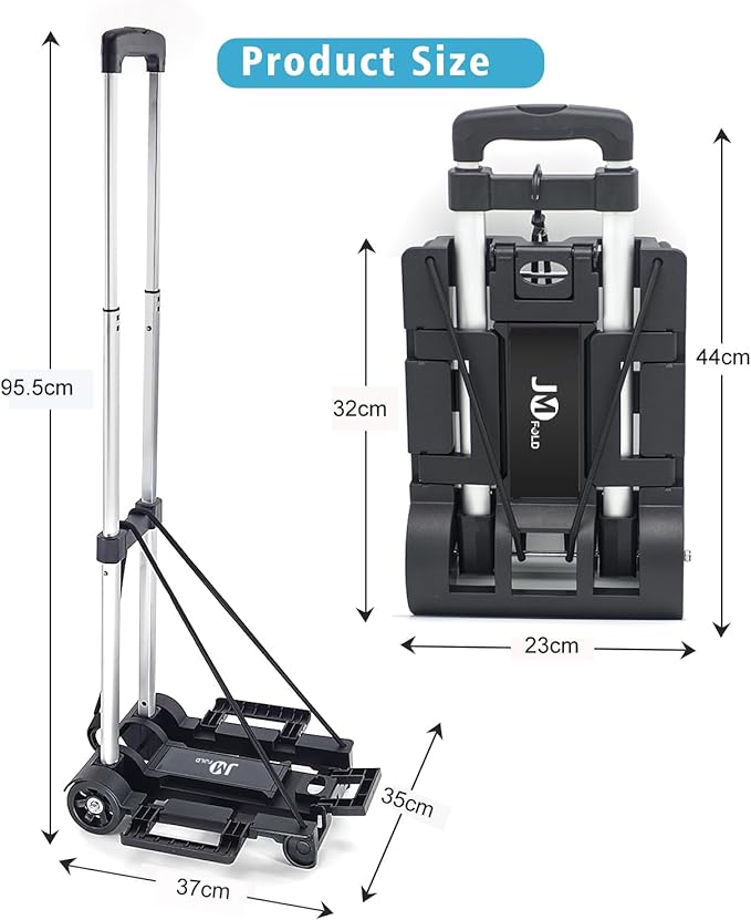 Folding Hand Truck 70 lbs，Small Dolly with 2 Wheels，Folding Luggage cart， Lightweight Aluminum Foldable Luggage Cart，for Airport,Travel,Moving and Office Use (Silver-Aluminum)
