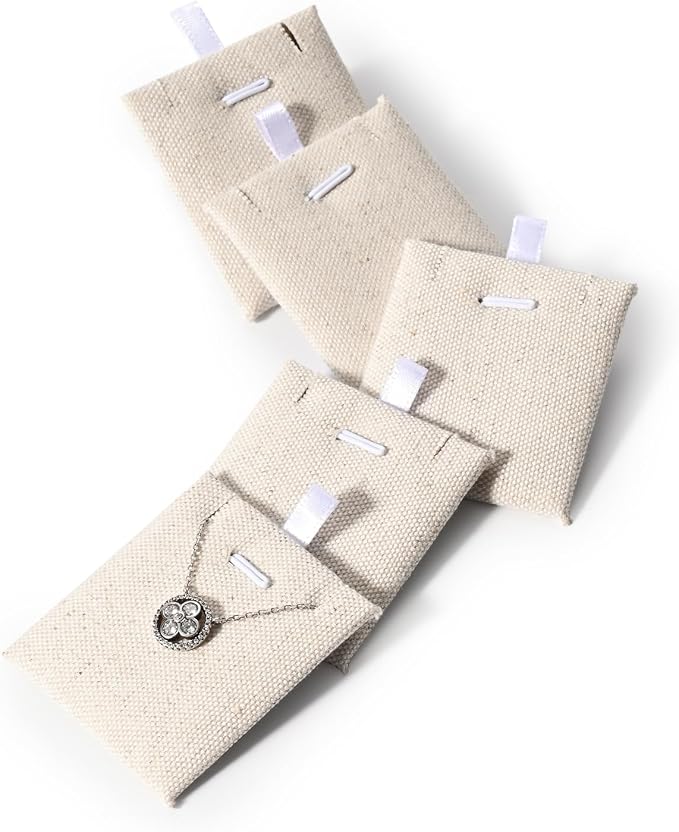 Oirlv 10 PCS Jewelry Display Cards Linen Earring Necklace Card for Selling