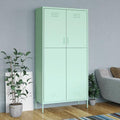 Metal Wardrobe Storage Cabinet,Employees Locker Wardrobe Industrial Steel Storage Cabinet with Hanging Rod, 4 Adjustable Shelves for Office, Garage, Home 35.4"x19.7"x70.9" Mint