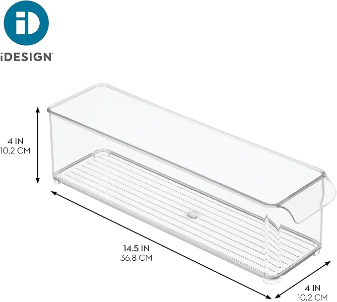 iDesign Stackable Fridge Storage Bin with Handle, Clear | Ideal for Fridge and Freezer, Made in USA