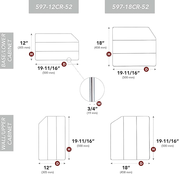 Rev-A-Shelf 12" Bakeware and Tray Divider for Wall/Base Cabinets, Baking & Cookie Sheet Organizer, Min Opening Width of 3", Chrome, 597-12CR-2-1