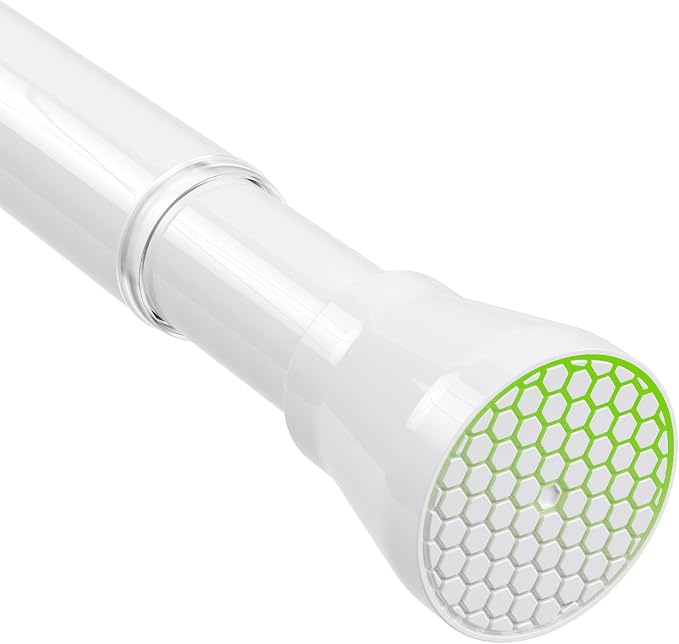 Tension Curtain Rod 30-64 Inch Curtain Rods No Drilling White Tension Spring Rod Adjustable Curtain Rod Expandable Shower Pressure Tension for Windows Closet Doorway