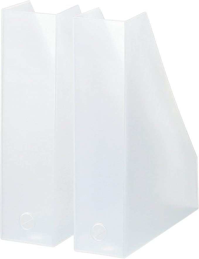 Like-it | MX-19 | Magazine File Set of 2 | File Holder, Office Organizer, Front Opening | Desk, Kitchen, Shelf, Table top, Drawer | 3.03" × 9.96" × 12.09" | Tr. White |