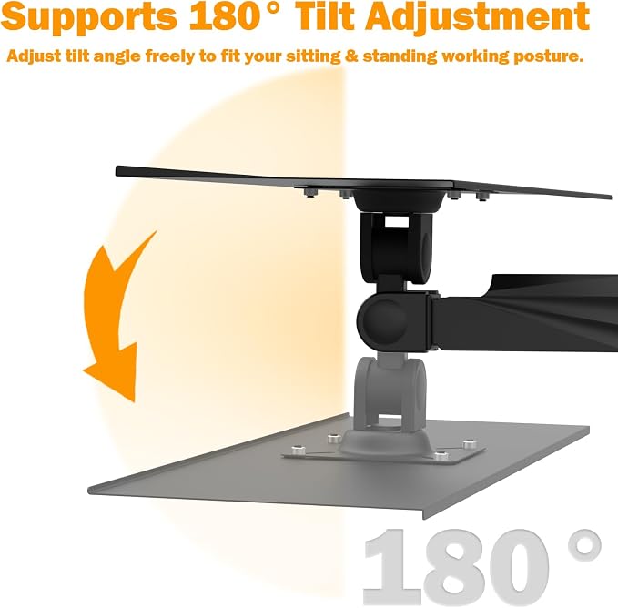 Keyboard Tray Wall Mount with Spring Arm, 23 Inch Keyboard and Mouse Platform, Height Adjustable Typing Stand, Wall Mount Holder for Laptop Desk Workstation, Home Office, Medical, Gaming (Pole)