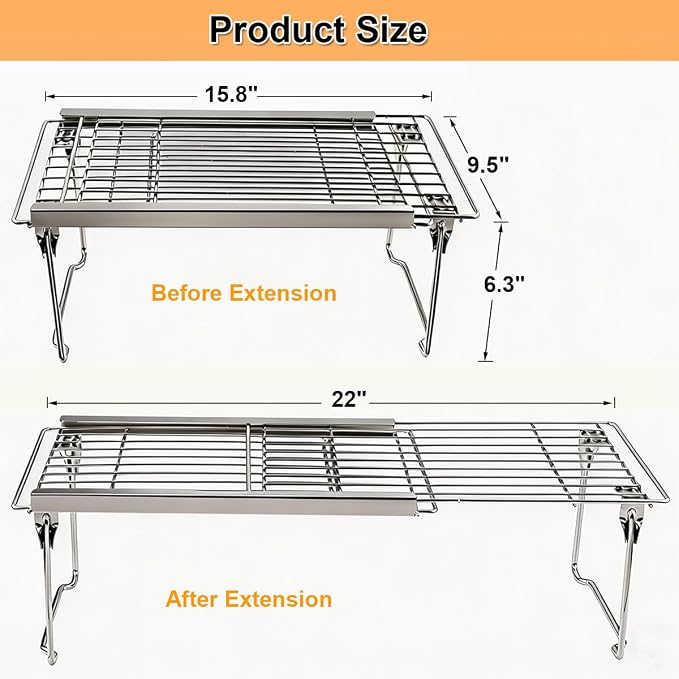 Orgneas Expandable Freezer Shelf, 15.8"-22" Adjustable Cooler Shelf Organizer, Thickened Heavy Duty Cabinet Shelf Organizer and Storage for Kitchen Pantry Refrigerator and Cooler
