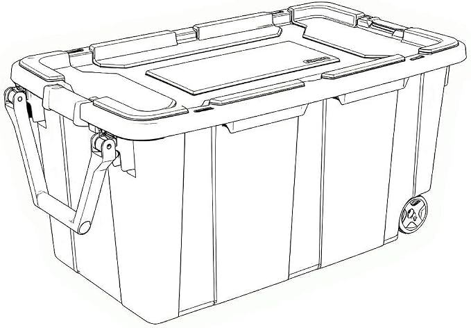 Modern Plastic & Metal 40 Gallon Lidded Home Storage Bins, Stackable Industrial Storage Containers Tote, Organizing Tote Tub Box with Wheeled, Moving Boxes, Set of 4, Black | Stackable, Industrial Storage Containers Tote, Organizing Tote Tub Box, Wheel...