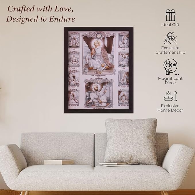 Lord Sikh Guru poster print with frame for Home Decor and Gifting Purpose (229-91)