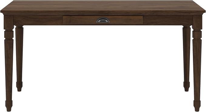 Polibi 60" Farmhouse Writing Desk with Drawer Keyboard Tray (Chestnut) | Turned Legs, Quick Assembly, Pre-Assembled Top, For Home Offices, Writing, Computer Workstations.