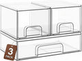 TIPGO Clear Stackable Storage Drawers, Acrylic Bathroom Makeup Organizer, Plastic Bins for Art Tool & Sketch, Durable Containers for Countertop, Cabinet, Vanity, Medicine Organization