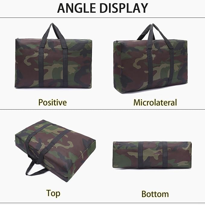 4 Packs Camouflage Extra Large Moving Bags, 125L Heavy Duty Storage Bags, Waterproof Oxford Storage Tote Duffle Bag with Zippers for Clothes, Bedding, Comforters, Pillows, Moving