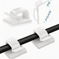 150 PCS Adhesive Cable Wire Clips Black, Outdoor Cable Management Wire Organizer Cord Holder for Under Desk, Car, Wall, TV PC Ethernet Cable (White)