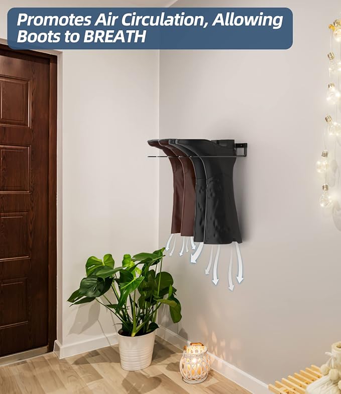 Wader Boot Hanger Wall Mount - Sturdy Metal Boot Rack(2 Pair) | Save Space for Tall Boots and Cowboy Boot, Helps Dry and Prevent Wrinkles on Your boots, for Entryway, Garage, Indoor