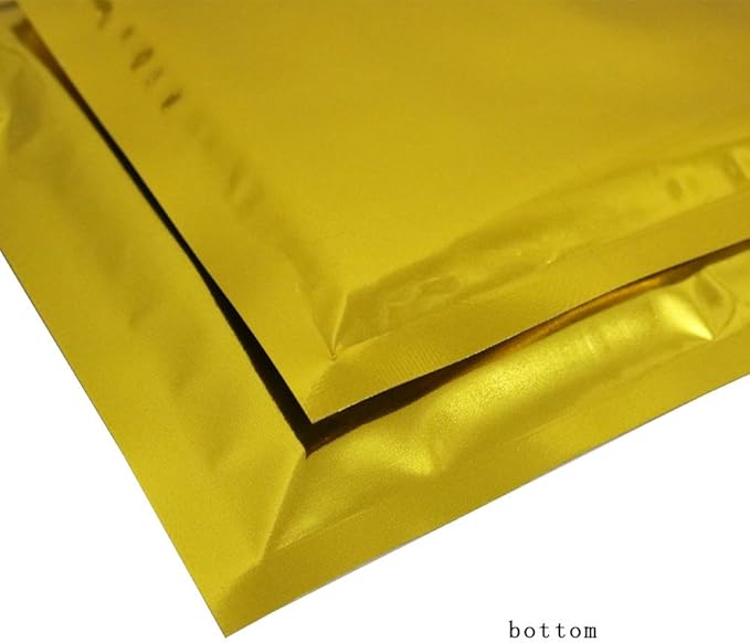 100PCS Customized Resealable Mylar Bag Foil Flat Packaging Bag with Tear Notch,Single-Color Printing for LOGO,QR Code,Text (Gold, 14 * 20CM/5.5"*7.9"-100PCS-One Color Print)