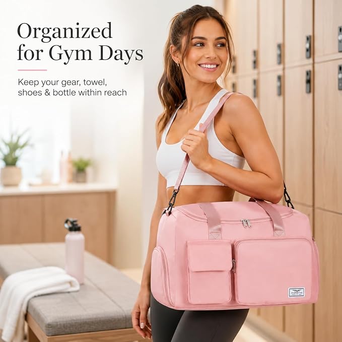 FIORETTO Women's Gym Duffle Bag with Shoes Compartment, 30L Capacity, Ideal for Travel, Gym, Sports, Duffel, Weekender