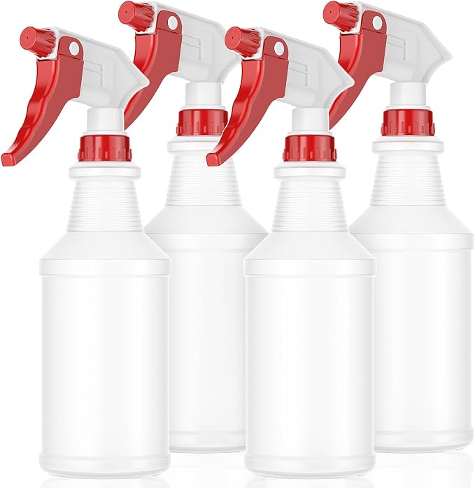 LiBa Spray Bottles 4 Pack 16oz Refillable Adjustable Nozzle Mist Sprayer | Adjustable 3-mode spray, leak & clog resistant, BPA-free HDPE, spray bottles for cleaning, plants, hair