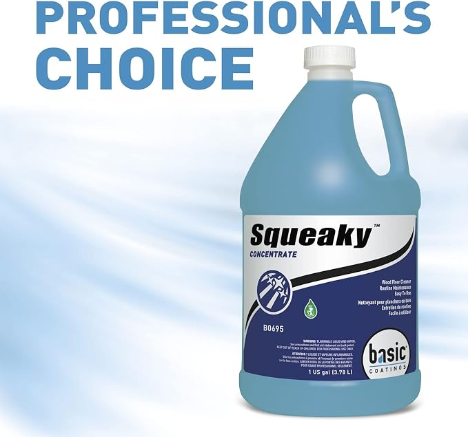 Basic Coatings Squeaky Hardwood Laminate Cleaner Concentrate, 1 gal | Hardwood Floor Cleaner, Laminate Floor Cleaner, No Residue, Cleans Tough Dirt and Grease