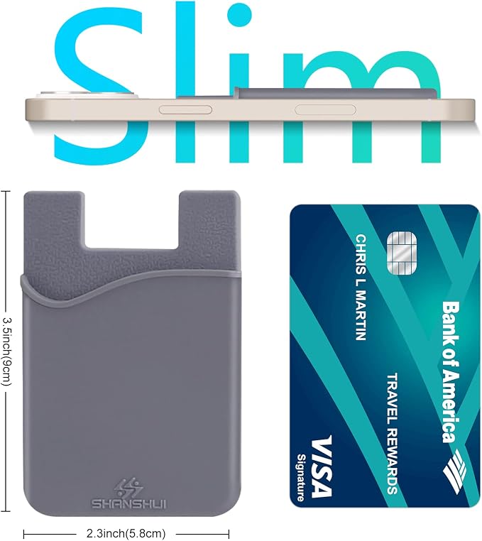 SHANSHUI Card Holder for Phone Case, 3 Pack Phone Wallet Stick on Silicone Credit Card Holder Pocket Pouch Compatible for iPhone, Android & Most Smartphones