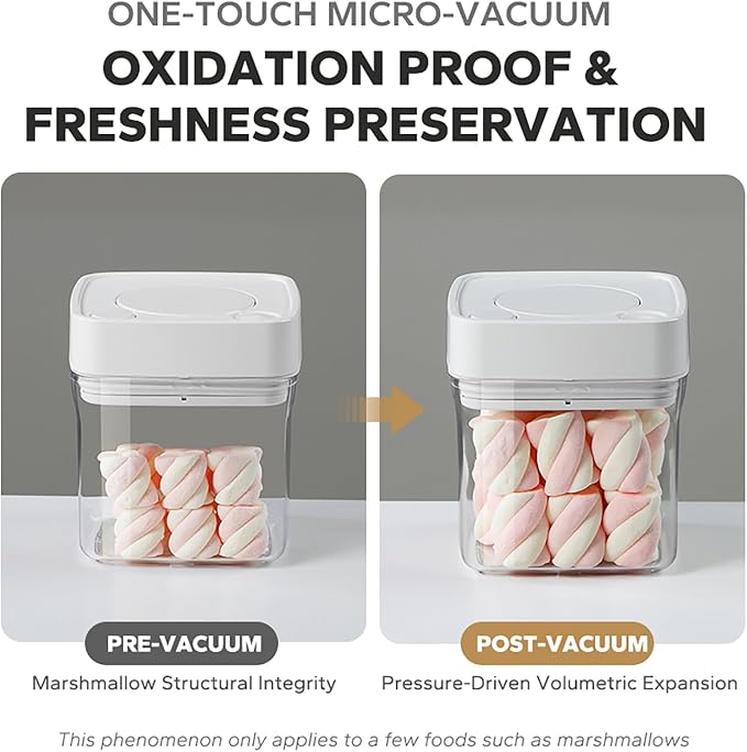 Manual Vacuum Jar With One-Button Vacuum Pump, Airtight Food Cereal Containers Storage With Lids (white-4pc)