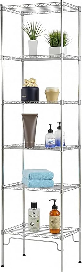 Meet perfect 6-Tier Wire Shelving Unit, 600 lbs Capacity Heavy Duty Metal Storage Rack, Adjustable Height Standing Shelf Organizer for Kitchen, Pantry, Garage, 63.6" H x 16.7" W x 11.8" D