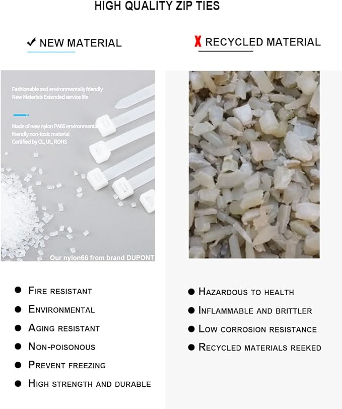 HS Durable Plastic Zip Ties 4 Inch 200 Pack Small Tie Wraps Thin 18 Lbs Self-Locking Nylon Cable Ties for Electronics Organizer, Tiny Wire Tie Black
