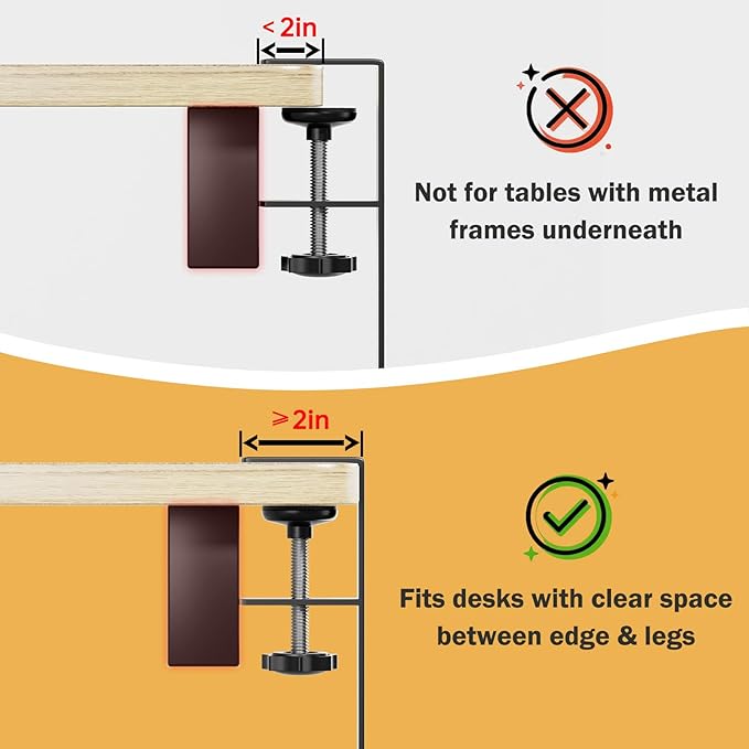 DELAMU 25'' Upgraded Under Desk Cable Management, No Dill Standing Desk Cord Management with Adjustable F-Clamp, Metal Desk Cable Organizer to Under Desk Organizer for Home Office, Black