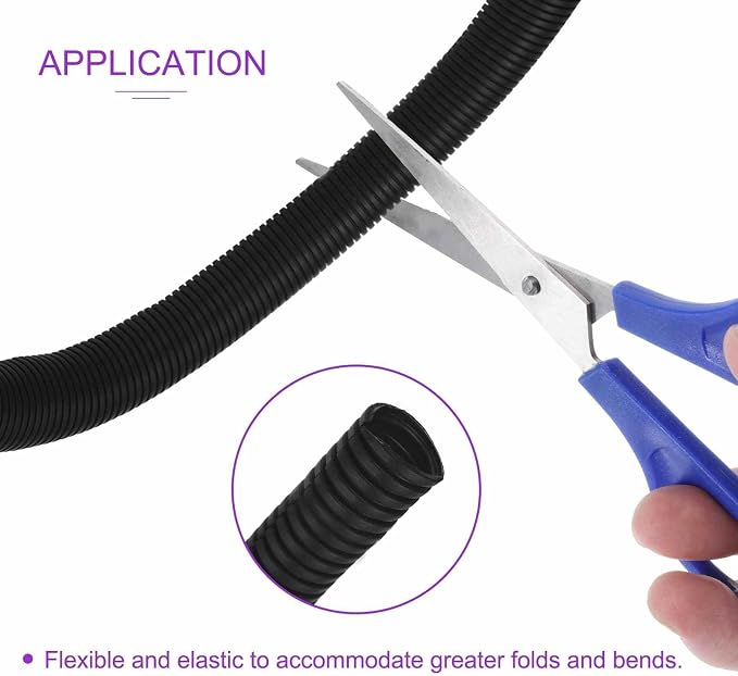 DMiotech 50ft Wire Loom Split Tubing 5/8 Inch(15.9mm) ID, Cord Protectors from Pet Flexible Conduit Cable Management for Office Home Garden, Black