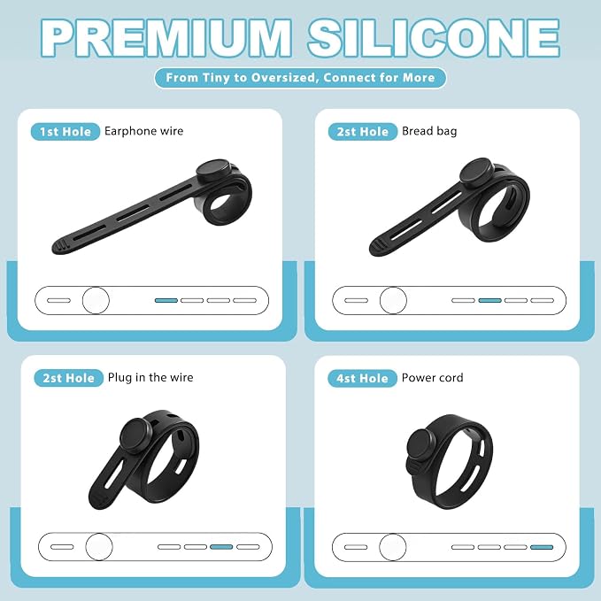 15 Pcs Cable Ties ，Silicone Cable Ties, Reusable Cord Organizer for Charger Cables, Hair Dryer, Home & Office, Flexible Cord Wraps for Electrical Wires (15 Pcs Cord Organizer)