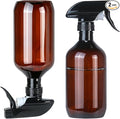 2 Pack 360° Spray Bottles, 16 oz Plastic Small Containers with Adjustable Spray Nozzles, Spray Bottles for Hair, Cleaning Solutions, BBQ and Plants Amber