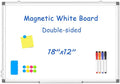 WALGLASS Double-Sided White Board, Dry Erase Board Magnetic Whiteaboard for Wall, Hanging Mounted Whiteboard Silver Aluminium Frame for Home, School, Office, Kitchen, 18''x12''
