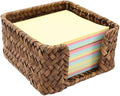 Sticky Note Holder Seagrass Post It Note Dispenser, 3 x 3 Inch Woven Sticky Note Dispenser, Farmhouse Post It Holder for Desk Home Office Decor, Coffee