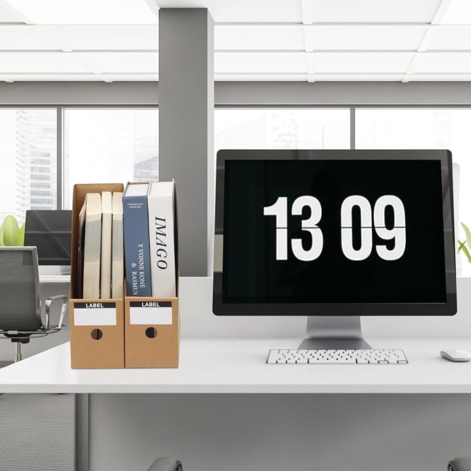 12 Pcs Cardboard Magazine File Holder Boxes with Labels | Magazine Holder Desk Organizer for Documents Storage, Foldable Folder Holder File Organizer Box Vertical File Folder Box