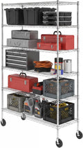 SafeRacks NSF 6-Tier Heavy Duty Steel Wire Rack w/Wheels (18"x48"x72")