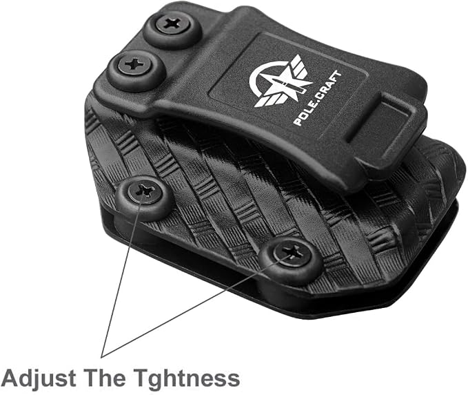 POLE.CRAFT IWB/OWB Magazine Holster Kydex - Mag Carrier Fits: 9mm .40 Double Stack / 9mm .40 Single Stack - P365 1911 Glock 19 19X 17 26 27 28 43 22 23 25 26 27 31 32 33 34 35 37 38 Glock43X .. Mag