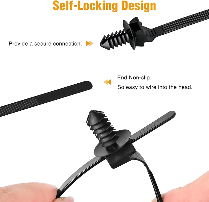 GOOACC Push Mount Cable Zip Ties Heavy Duty Nylon Push Mount 4 Popular Sizes Self Locking Cable Strap Assortment for Indoor Outdoor Wire Tying Construction Auto ect. -120 Pcs