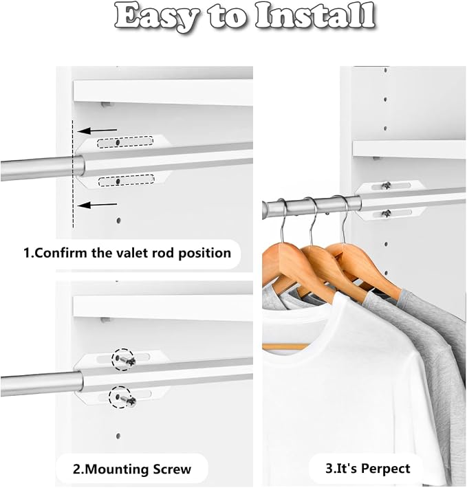 Valet Rod for Closet Pull Out, 12" Adjustable extending closet rod, Standard Retractable closet rod organization rack, Valet Clothing Hanger Rods Extender for Wardrobe Laundry Bathroom (Starry Silver)