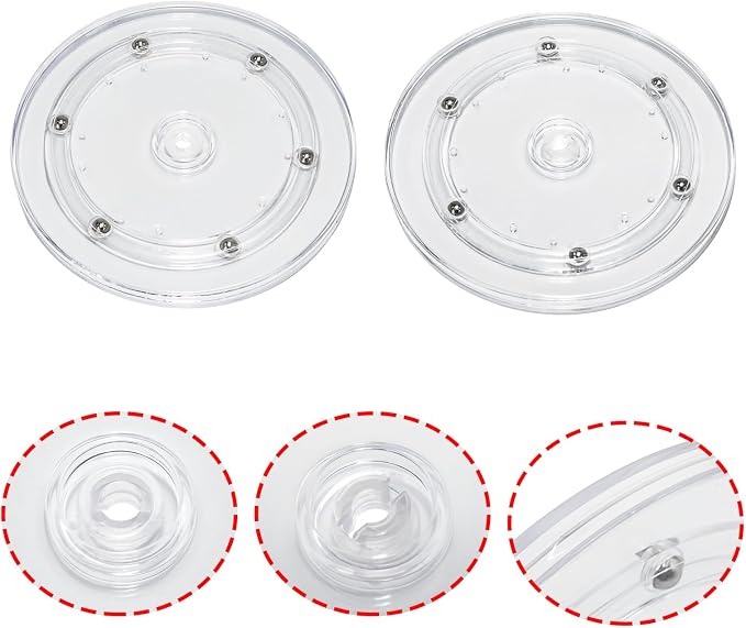 2 Pcs Clear 6 inch Acrylic Lazy Susan Rotating Turntable Organizer Bearings - Round Swivel Plate for Spice Rack, Table, Cake, Kitchen Pantry