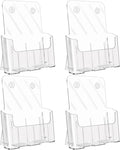 KTRIO Acrylic Brochure Holder 8.5 x 11, 4 Pack Literature Display Stand | Desktop/Wall-Mount, Clear Plastic Flyers Holder Fits 8.5" Wide Magazines, Pamphlets, Documents, Booklets, Journals, Menus