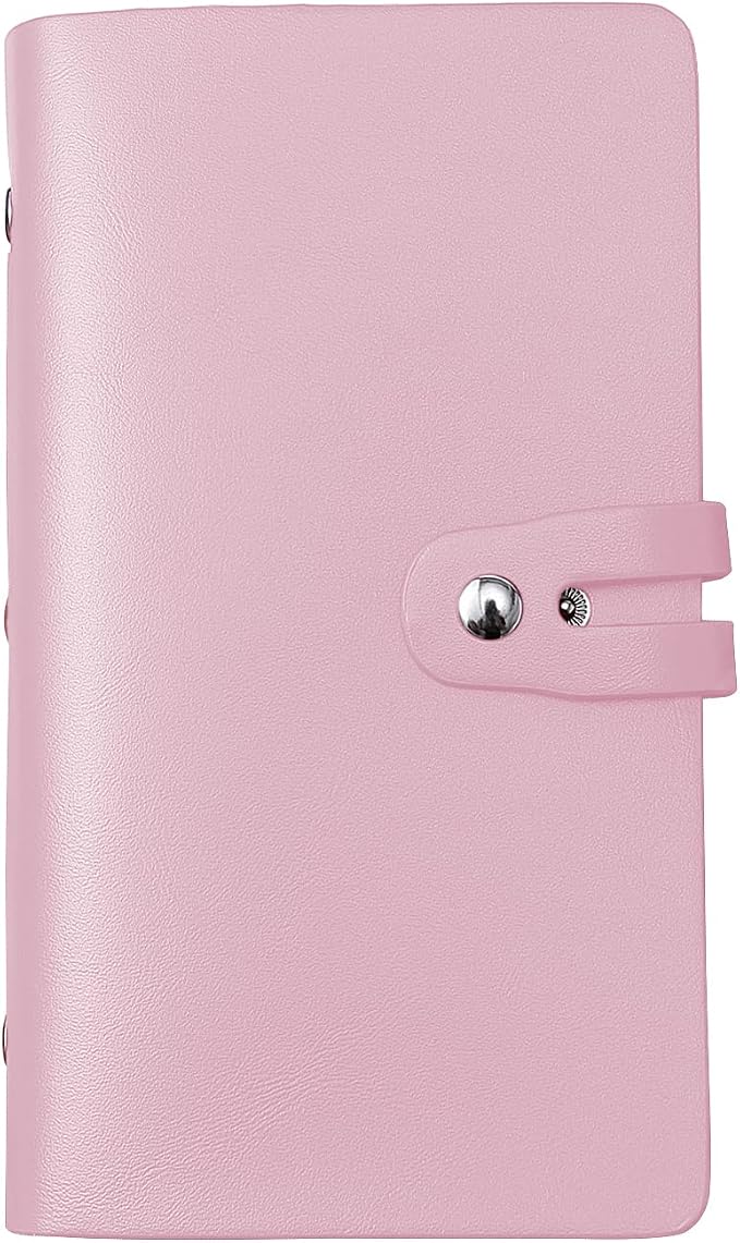 RFID Credit Card Holder, Leather Business Card Organizer with 96 Card Slots, Credit Card Case for Managing Your Different Cards and Important Documents to Prevent Loss or Damage (Pink)