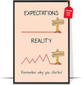 LOLUIS Mental Health Poster, Boho Therapy Tools Educational Supplies Art Print Classroom School Office Decor (Expectation and Reality, Custom Frame Type)