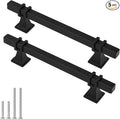 5 Pack 5in Cabinet Handles and Drawer Pulls - Matte Black Kitchen Cabinet Hardware, Dresser Pulls 128mm MOT19BK128