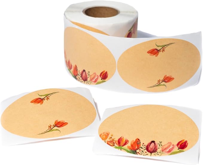 MONEST (500pc/Roll) 2" Stickers for Jars and Lids | Pantry, Mason Jar, Canning, Spice, and Bottle Labels (Red Tulip 2x3)