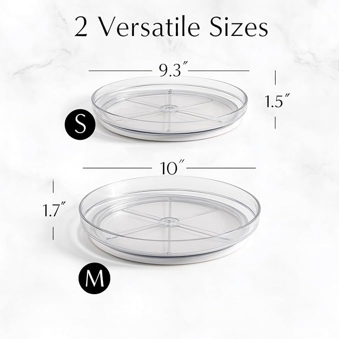 NOSTALGIQ Set Lazy Susan - Lazy Susan Organizer 2-Pack - Rotating Cabinet & Spice Rack, Clear