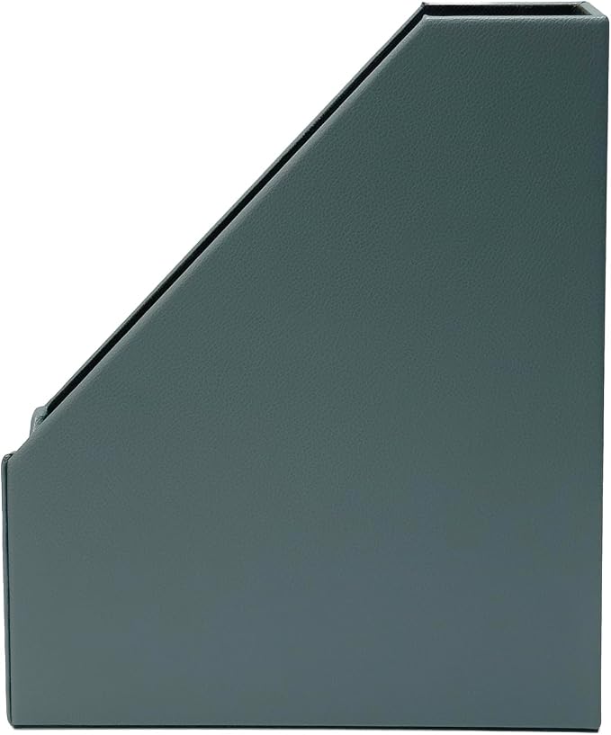 UnionBasic Magazine File Holder, Leatherette Desktop Document Organizer, Home Office Paper Holder File Storage Literature Sorter, Dark Ivy