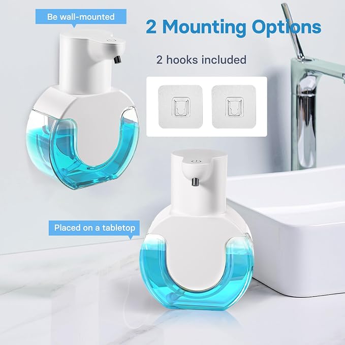 VZZNN 2 Pack Automatic Foaming Soap Dispenser 14.2oz/420ML Touchless Automatic Foaming Soap Dispenser,Rechargeabled Wall Mounted Smart Pump for Bathroom Kitchen