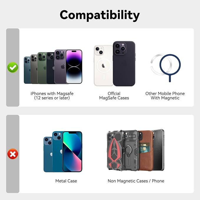 Magnetic Wallet Phone Card Holder for Phone Case with Mag-Safe, Stronger Magnetic RFID Leather Phone Wallet Stick on Series of iPhone 17/16/15/14/13/12 and Pro/Promax, Blush Pink