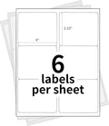 3 1/3" x 4" Printable Label Paper White 50 Sheets, Shipping Address Label for Laser and Inkjet Printers, for 5164 8164 Label Sheet 300 Stickers