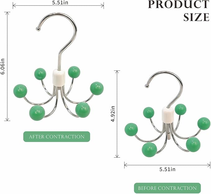 4-Pack 360° Swivel Hoodie Hangers with 6 Cedar Balls, Closet Organizer for Bra, Scarves, Belts, Purse & Accessories Storage-Green