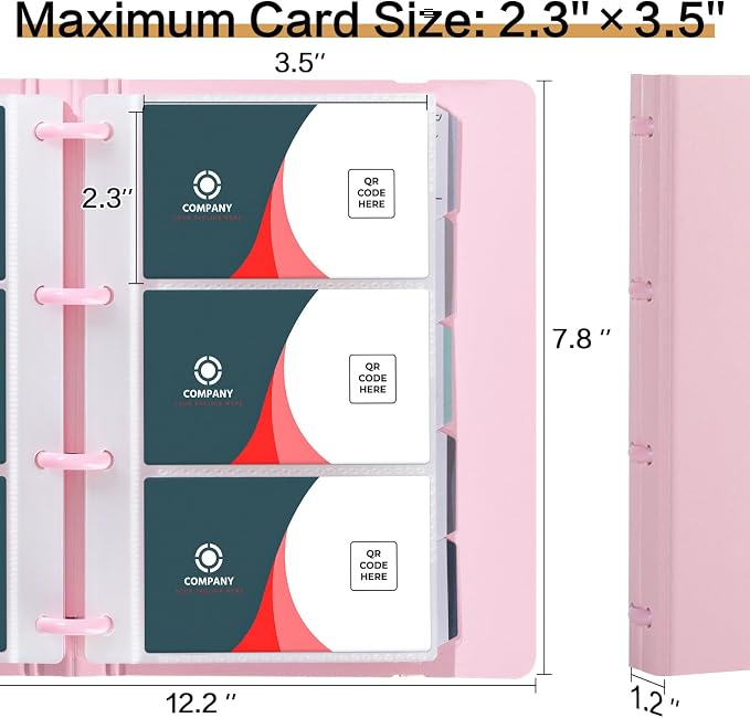 deli Business Card Book Holder, Business Card Organizer, Name Card Book Holder, Portable Office Business Card Holder, Hold 180 Cards, Pink